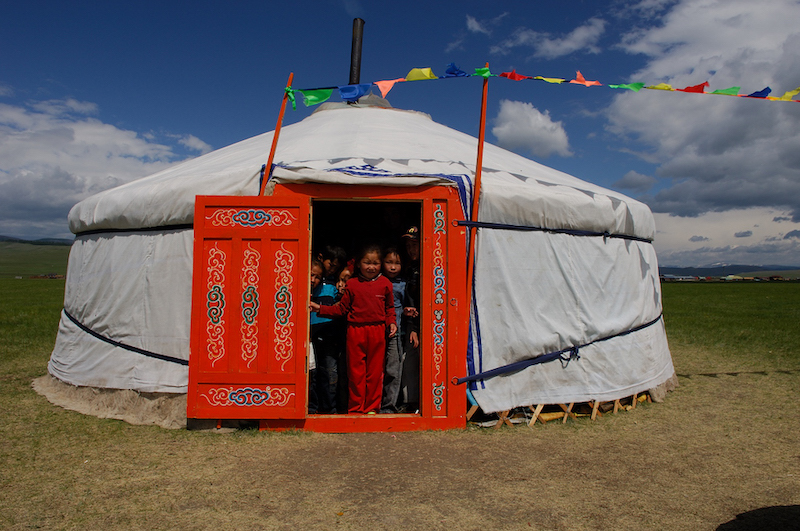 Tenda ger- yurta- steppa della Mongolia