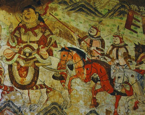 affresco nelle grotte di Mogao vicino a Dunhuang in Cina