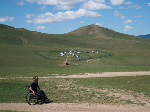 Panorama  della steppa  in Mongolia - anche i disabili posso viaggiare nel paese di Gengis Khaan!